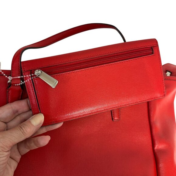 Coach Red Shoulder Tote Bag Top Zip Big Saffiano Leather + Red Wallet Set 23821 - Picture 13 of 15